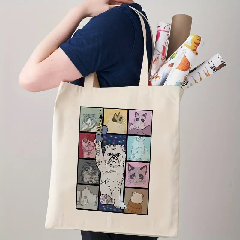 1 Pc The Eras Tour Cat Version Pattern Tote Bag