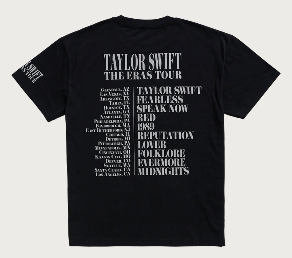 TAYLOR SWIFT THE ERAS TOUR US DATES BLACK T-SHIRT