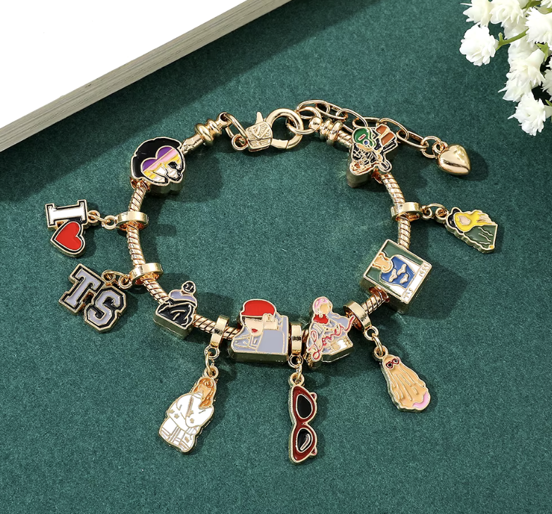 Taylor Swift Inspired Charm Bracelet Lover Speak Now Midnight Reputation Music Album Pendants: Style A