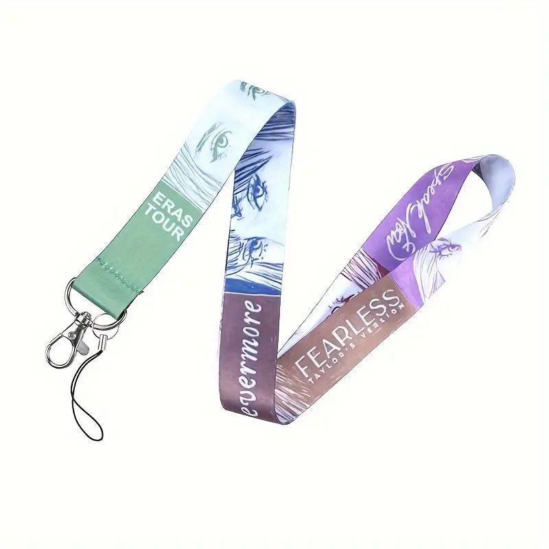 Taylor Swift Inspired Eras Tour Themed Polyester Fiber Lanyard with Wrist Strap for Phone